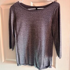 Express Gray Knit 3/4 Sleeve Bateau Neck Sweater